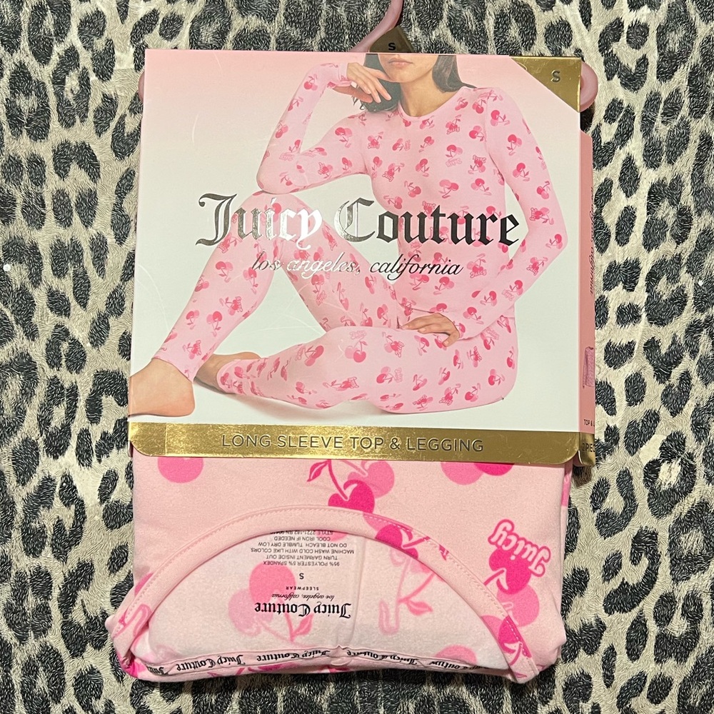 Juicy Couture Cherry Long Sleeve/Legging PJ Set 1)Size S